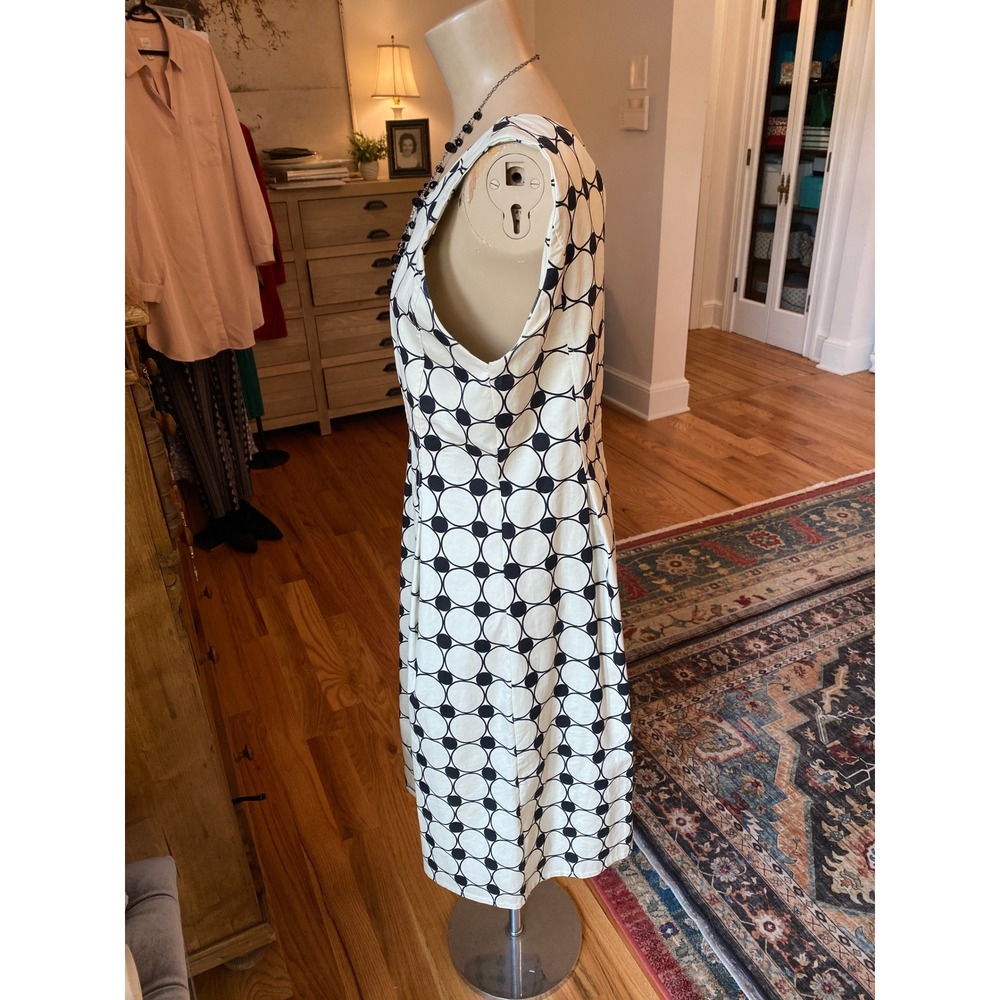 Sas La Fee Black White Geometric Circle Print Cotton Blend Dress Size 44 - Picture 11 of 12